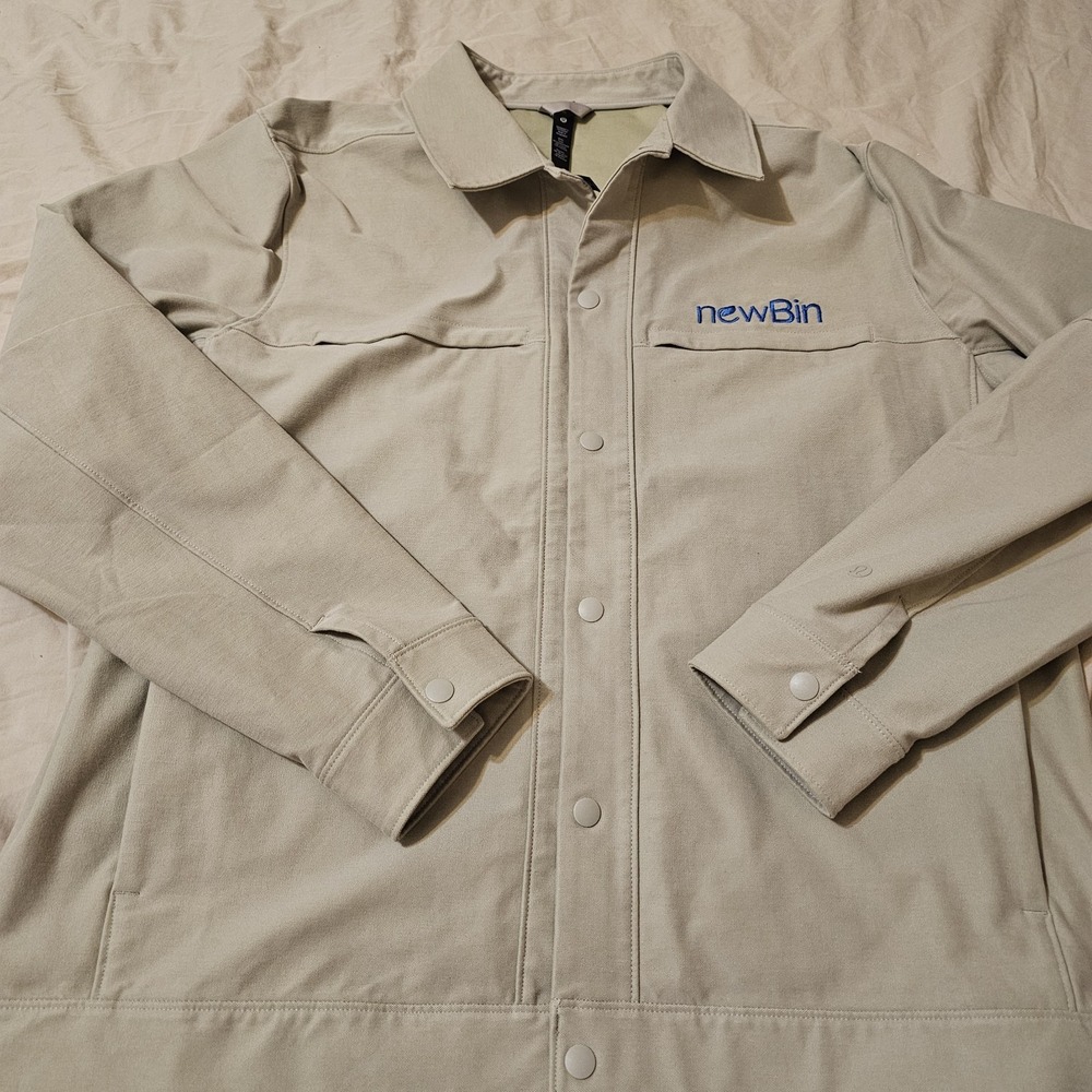 Lululemon City Excursion Button Snap Jacket Tan Men's Size XL NWOT- Embroidered